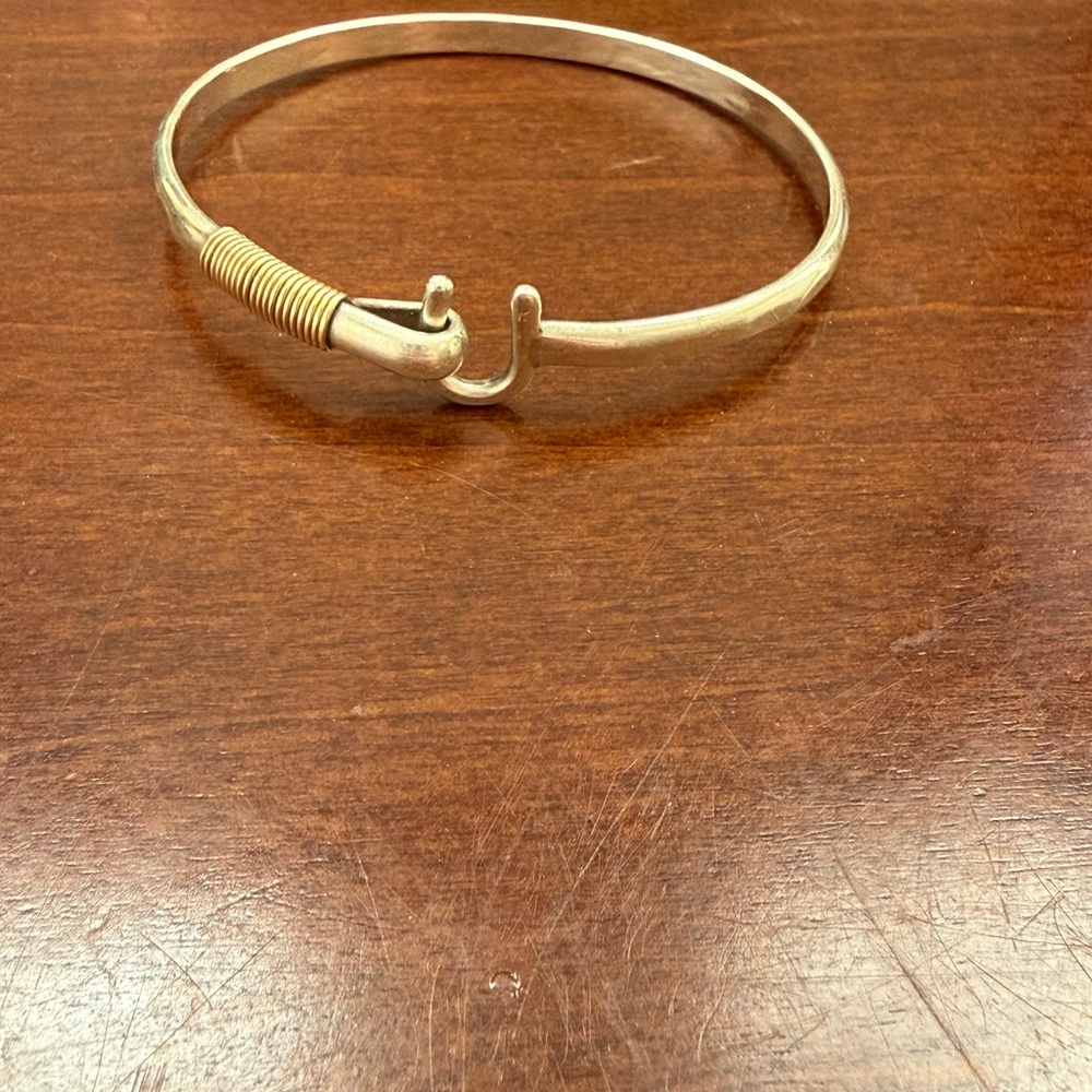 Silver and Gold Hook Bangle Bracelet